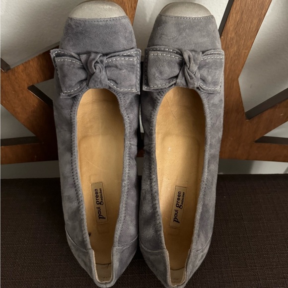 Paul Green sky blue suede wedges with bow tie 5.5 - Picture 4 of 12